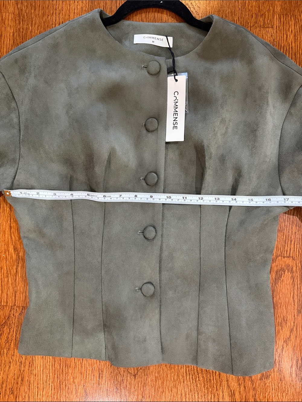 Commense Olive Suede Button-Front Jacket - Picture 4 of 6